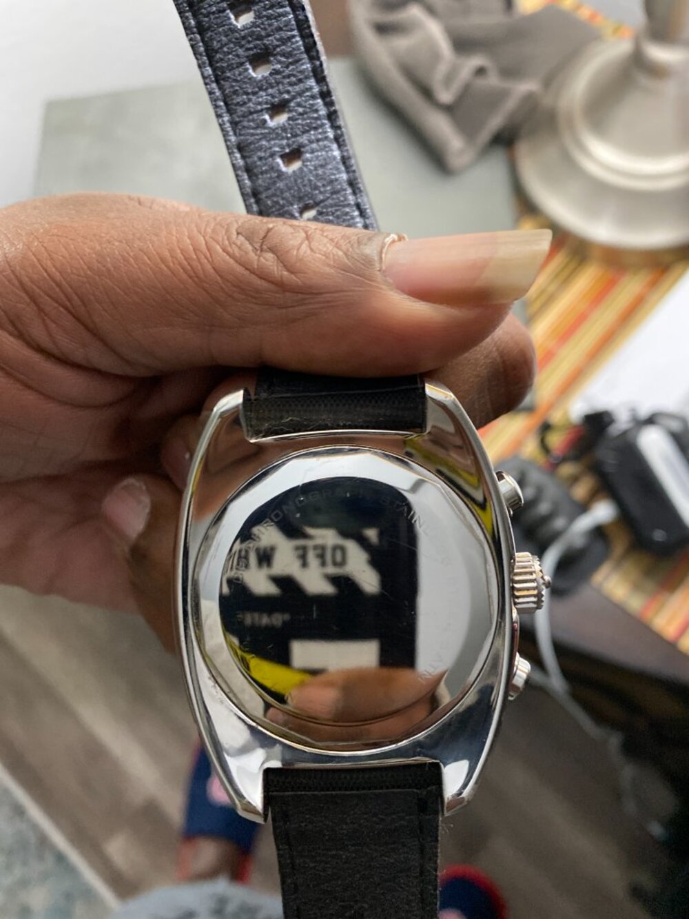 VINTAGE LOCMAN 1970 DIAMOND BEZEL BLACK CHRONOGRAPH WATCH - Picture 8 of 16